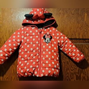 Red Polka Dot Disney Minnie Mouse Puffer Jacket